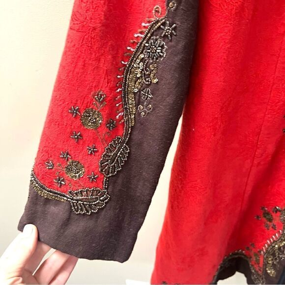 Chicos heritage beaded red jacket.  Size 2 ( Medium) - Picture 4 of 12